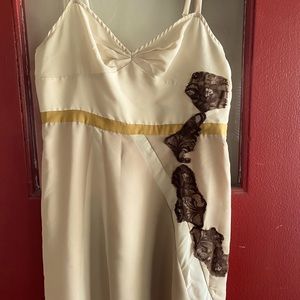Cream Slip-Dress with Lace Appliqué